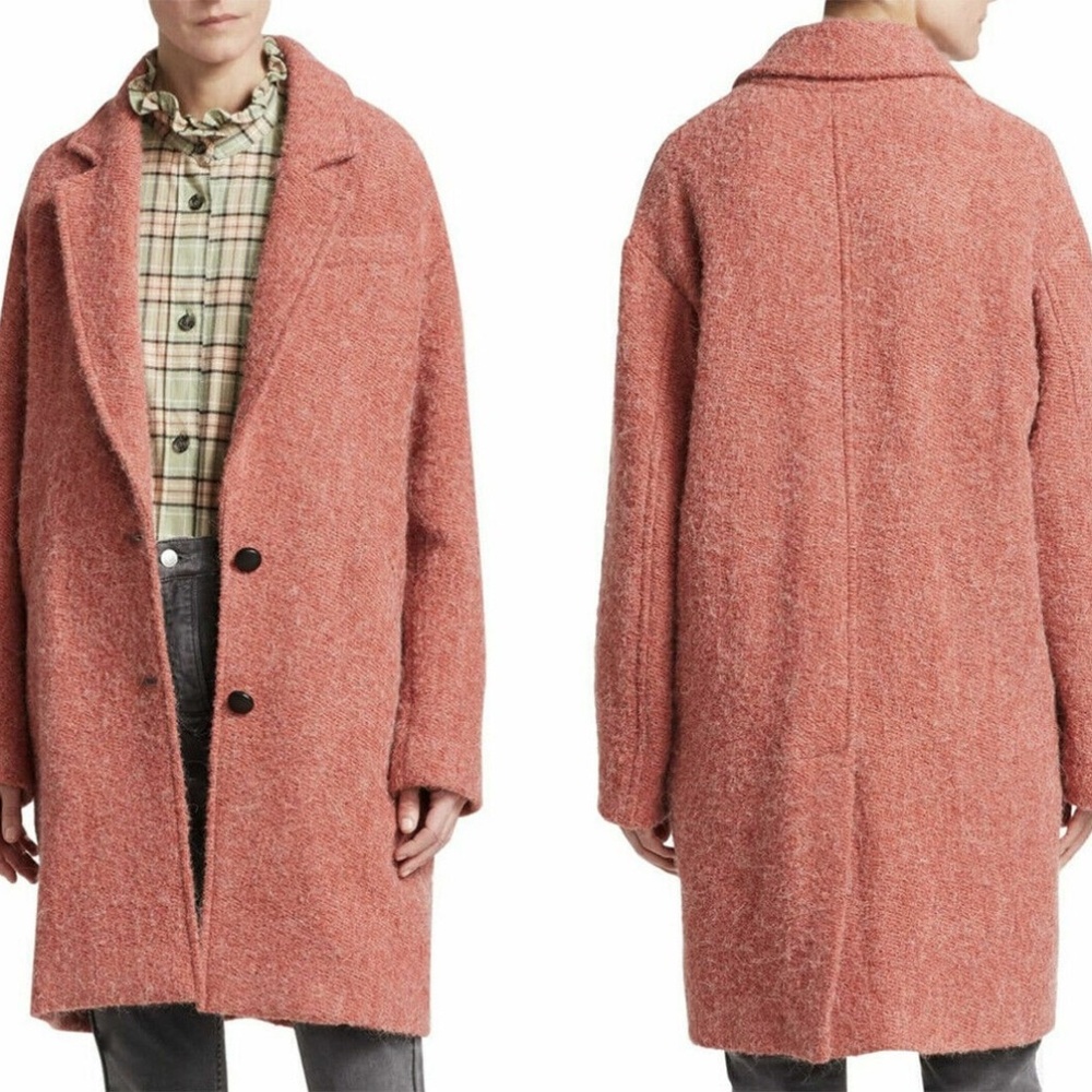 Isabel Marant Etoile Pink Dante Boucle Coat, Size 38